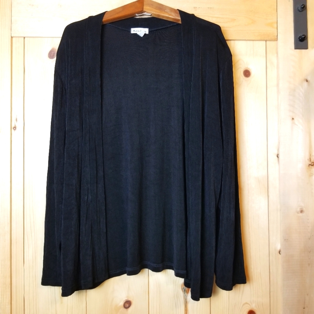 Vintage Made In Heaven Black Slinky Open Front Stretchy Cardigan